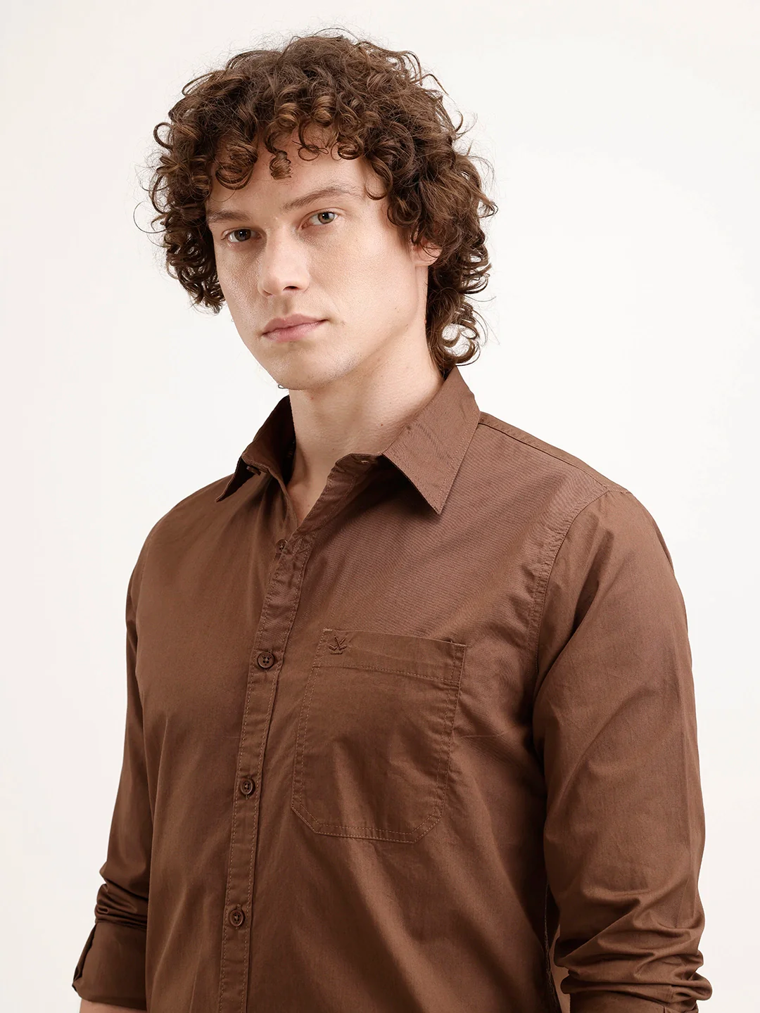Solid Regular Fit 100% Cotton Shirt | Brown - Image 4