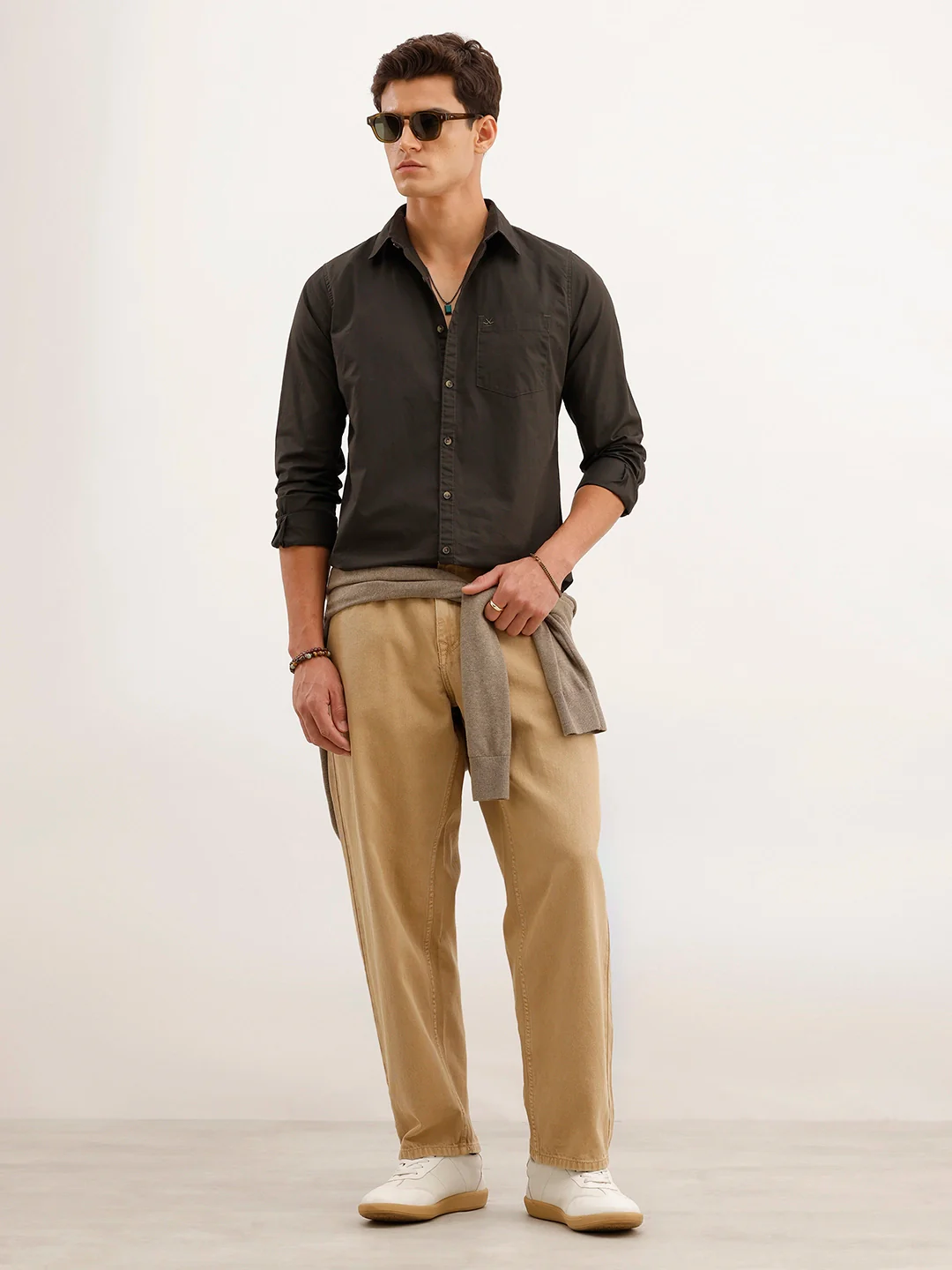 Solid Regular Fit 100% Cotton Shirt | Dark Green - Image 2
