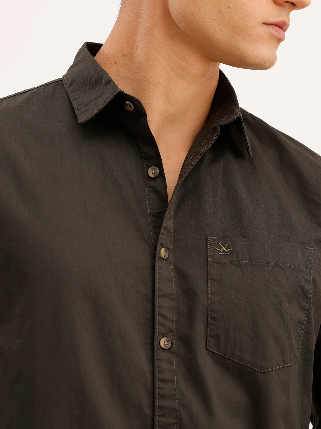 Solid Regular Fit 100% Cotton Shirt | Dark Green - Image 5