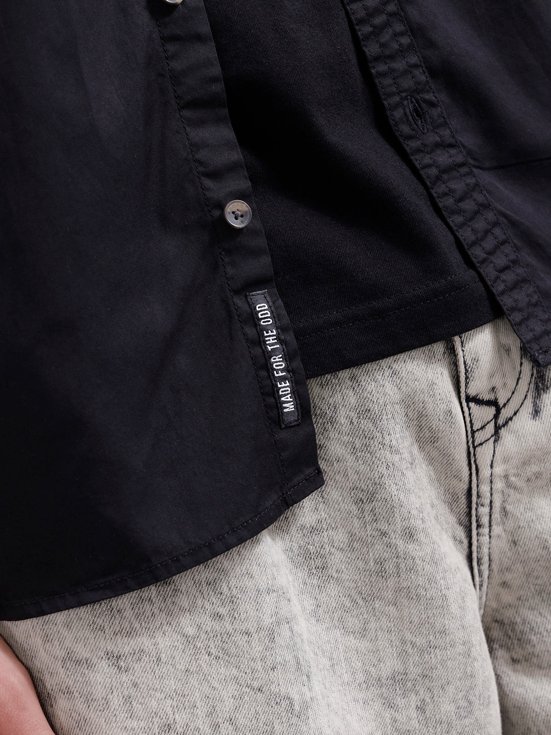 Solid Regular Fit Cotton Shirt | Black - Image 5