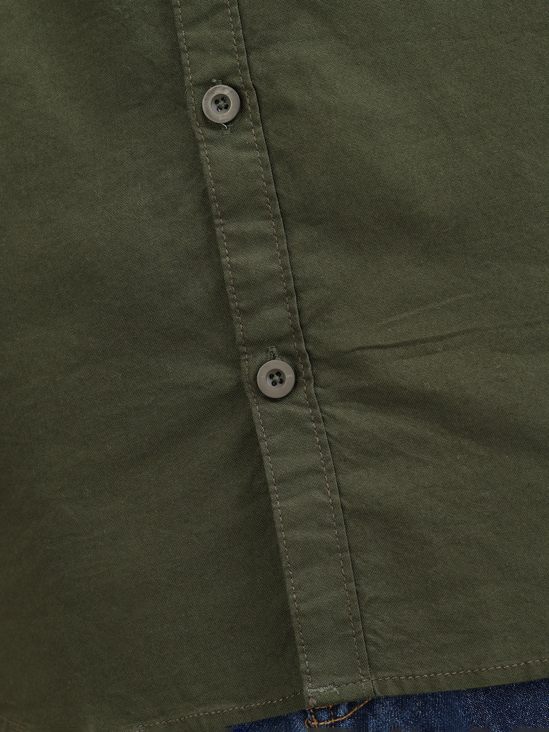 Solid Regular Fit Cotton Shirt | Olive - Image 5