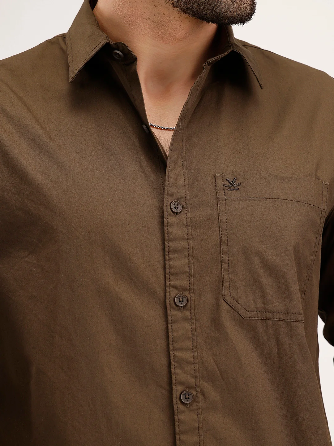 Solid Regular Fit Full Sleeve Shirt | Brown - Image 5