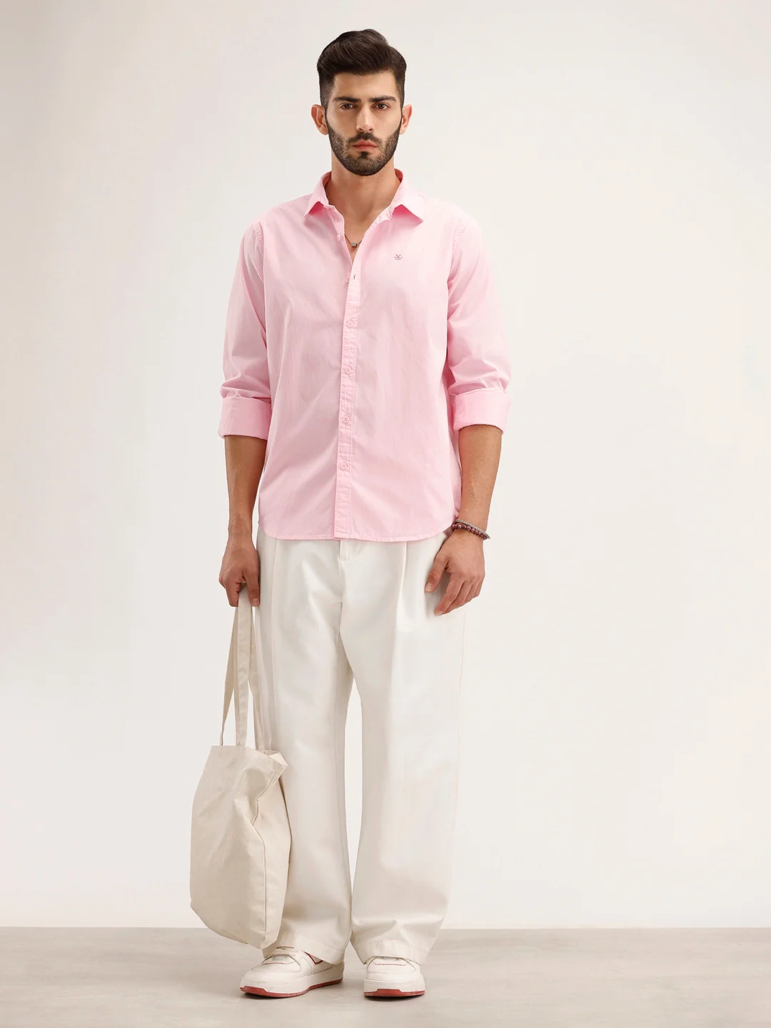Solid Regular Fit Full Sleeve Shirt | Pink - Image 2