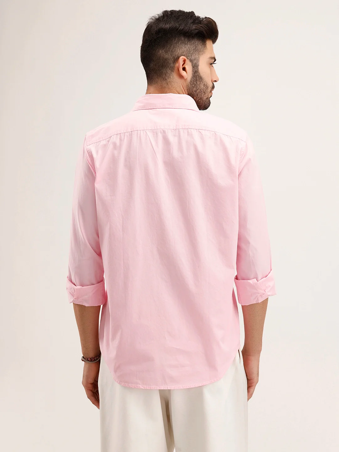 Solid Regular Fit Full Sleeve Shirt | Pink - Image 3