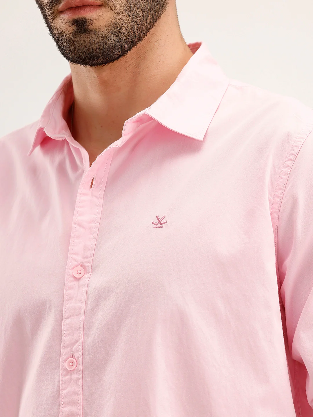 Solid Regular Fit Full Sleeve Shirt | Pink - Image 5
