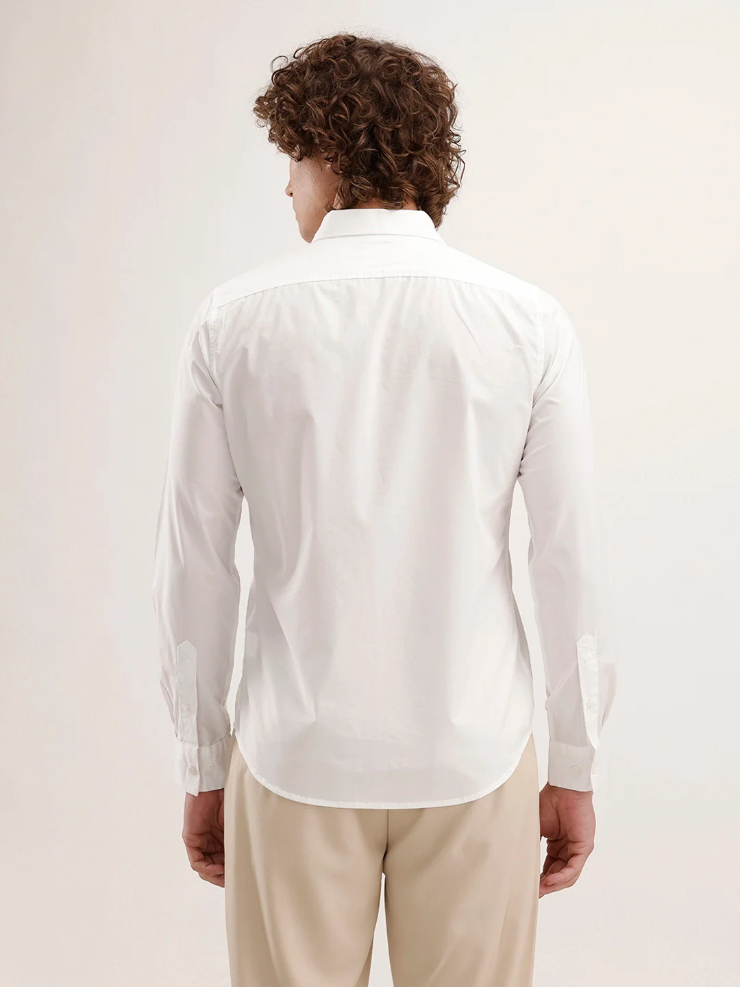 Solid Regular Fit Full Sleeve Shirt | White - Image 3