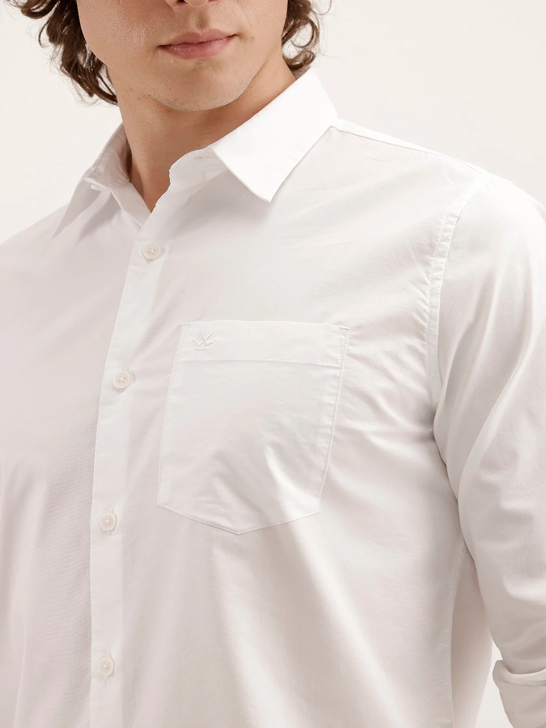 Solid Regular Fit Full Sleeve Shirt | White - Image 5