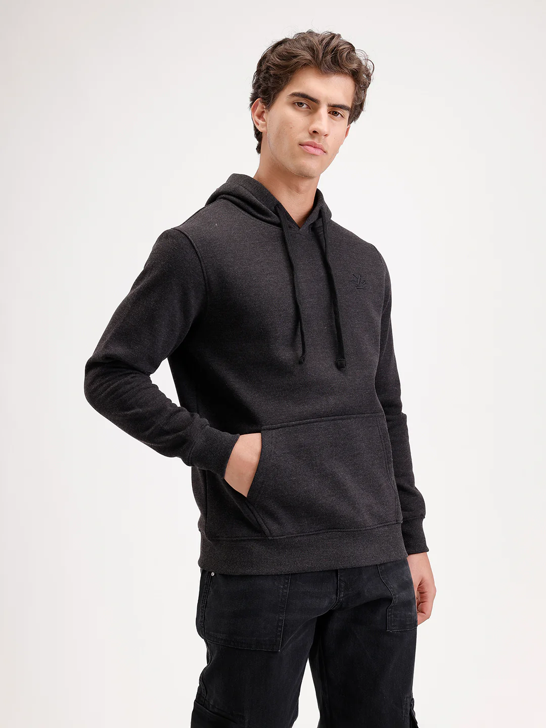 Solid Regular Fit Hoodie  | Grey - Image 4