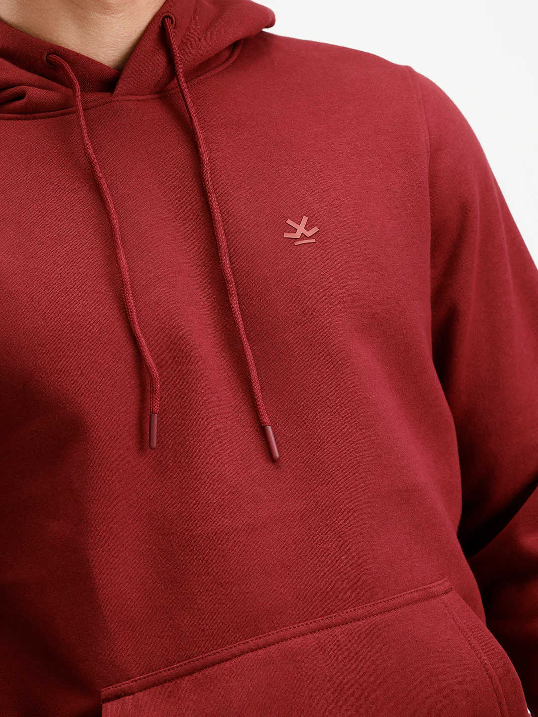 Solid Regular Fit Hoodie  | Maroon - Image 4