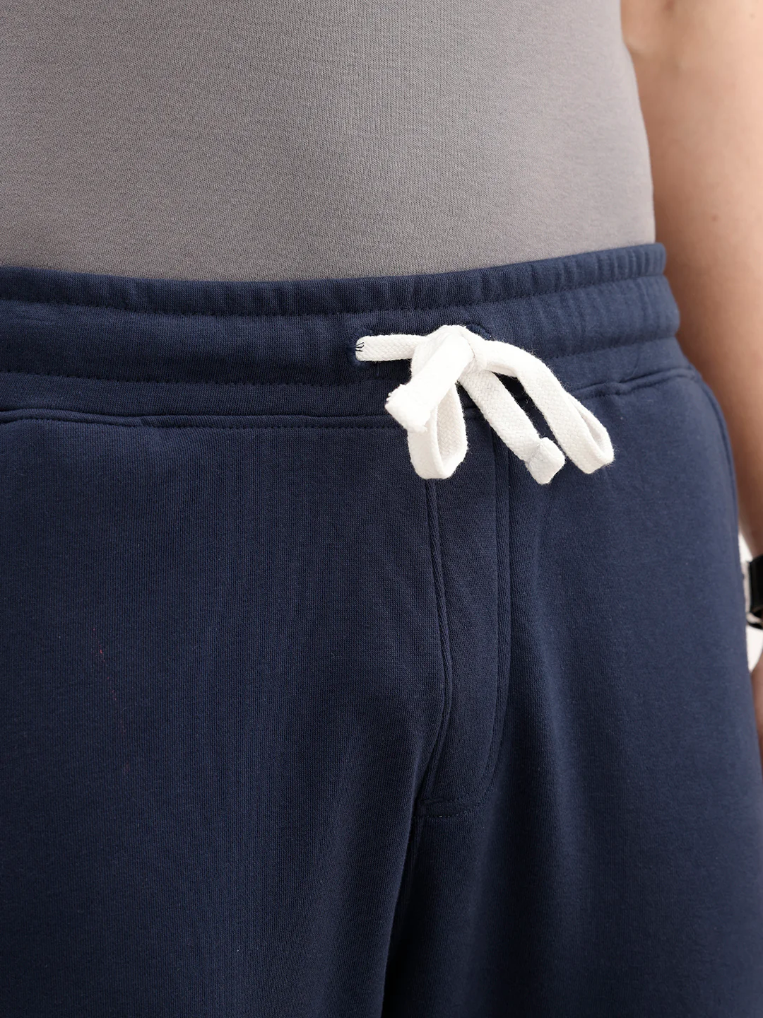 Solid Regular Fit Knitted Jogger | Navy Blue - Image 5