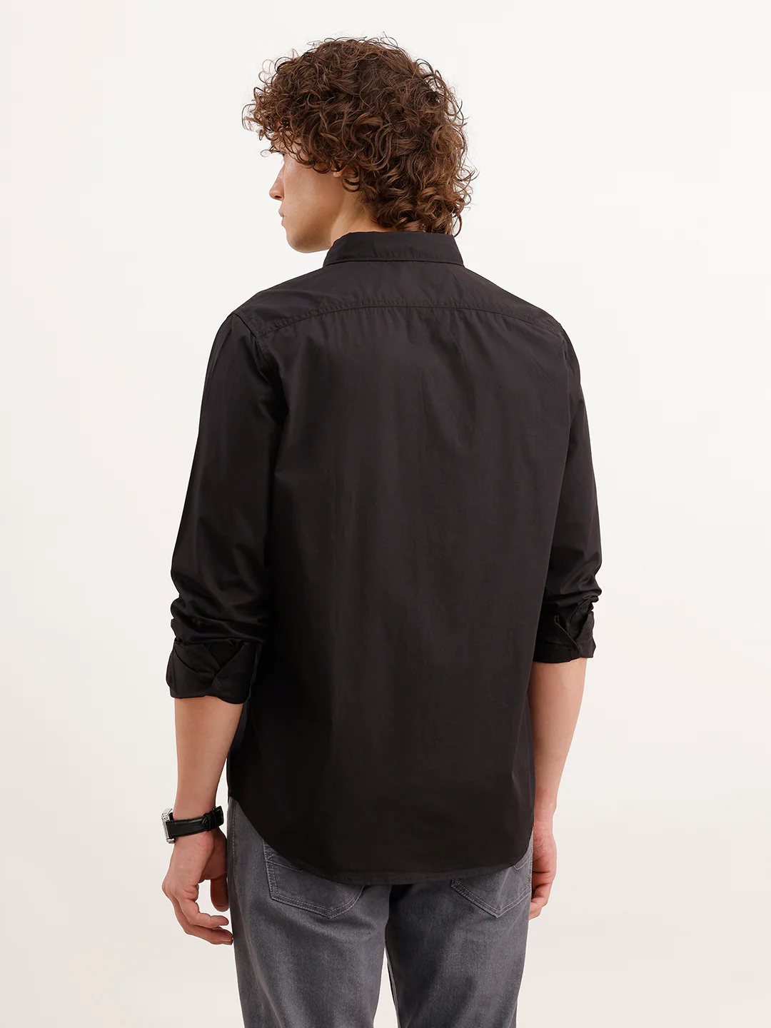 Solid Regular Fit Shirt | Black - Image 3
