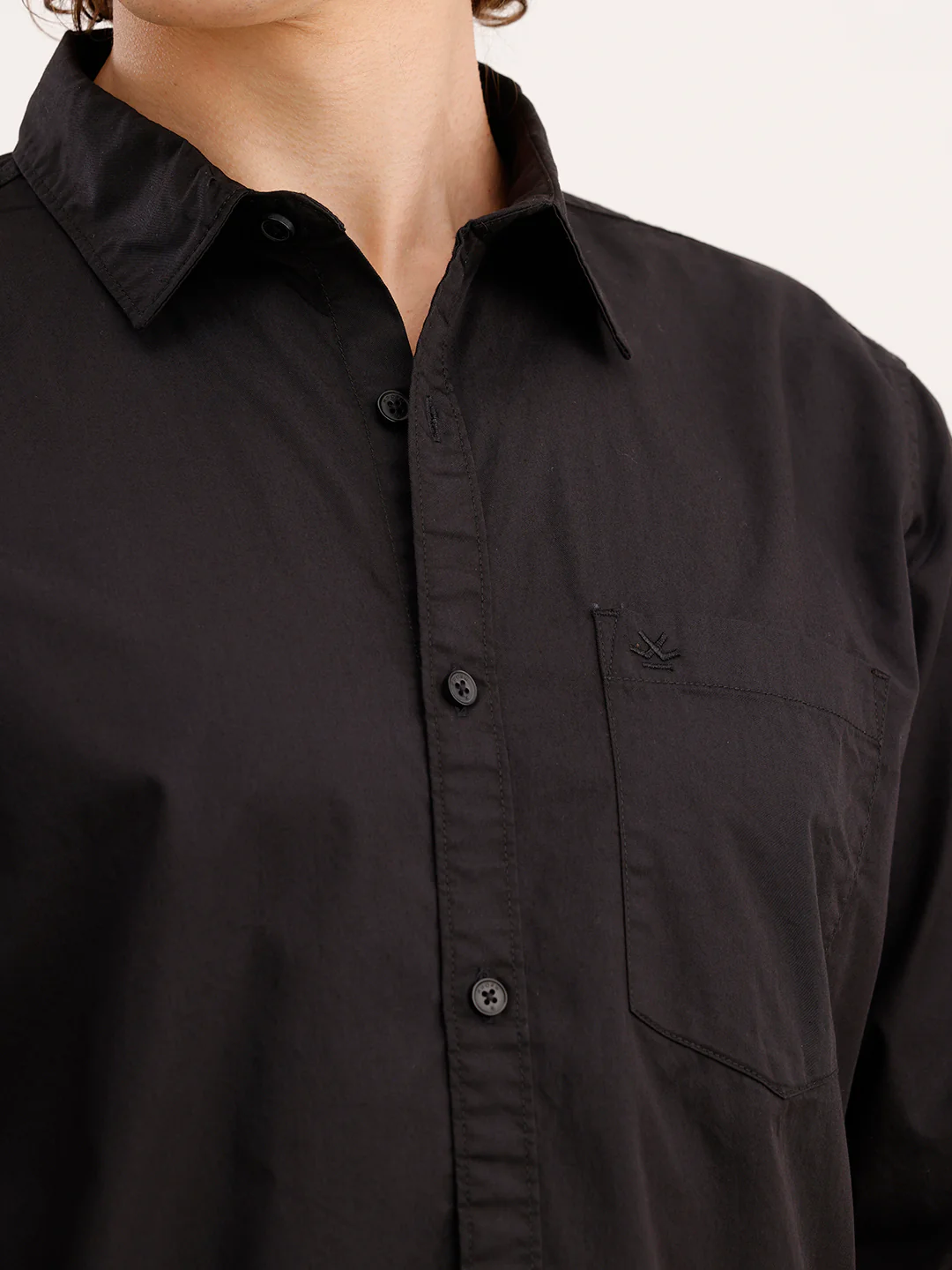 Solid Regular Fit Shirt | Black - Image 5
