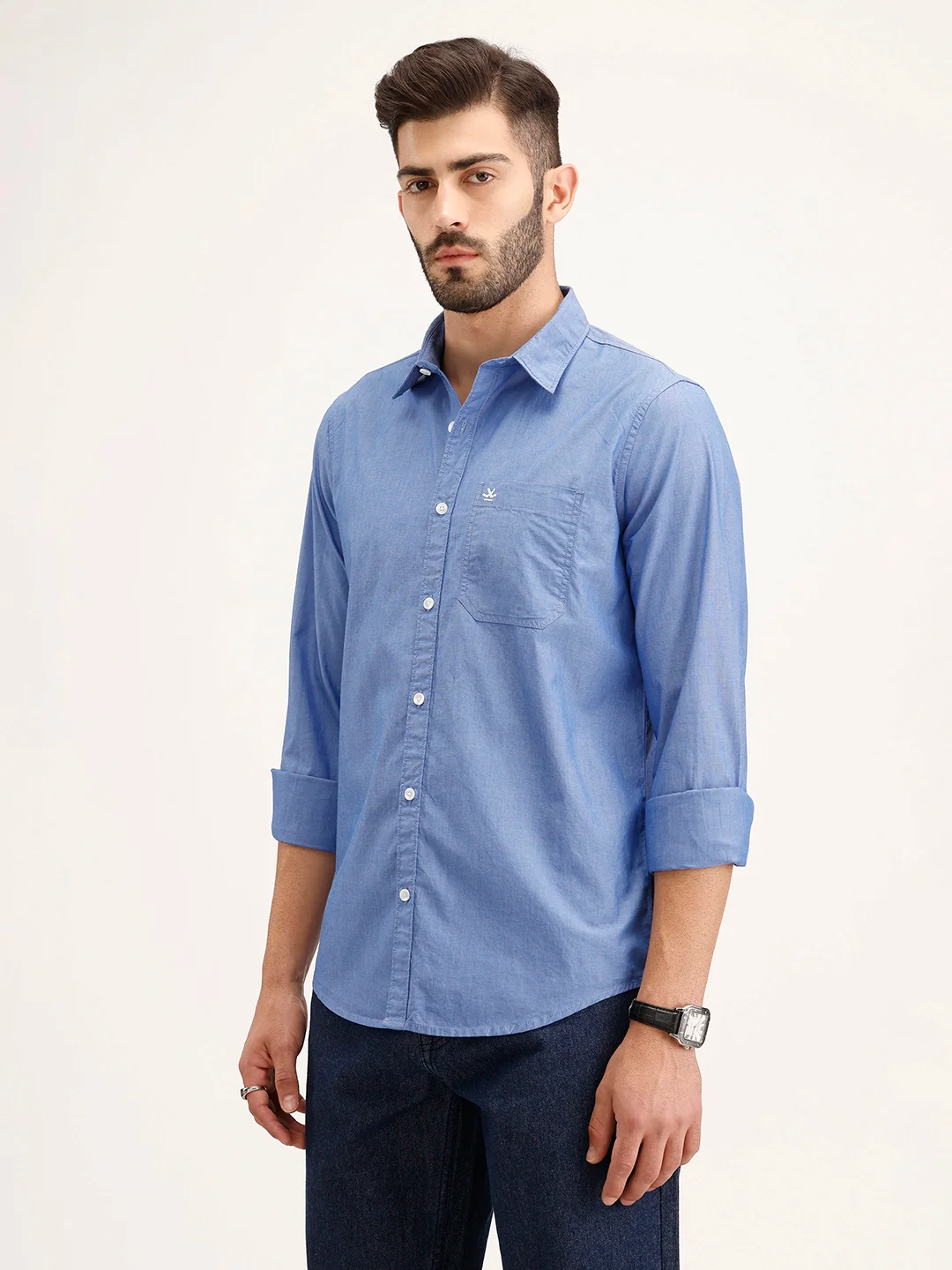 Solid Regular Fit Shirt | Blue - Image 4
