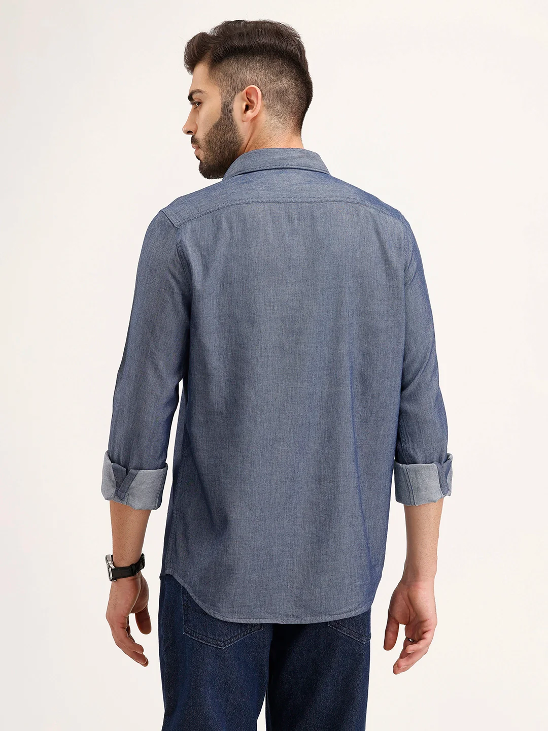 Solid Regular Fit Shirt | Blue - Image 3