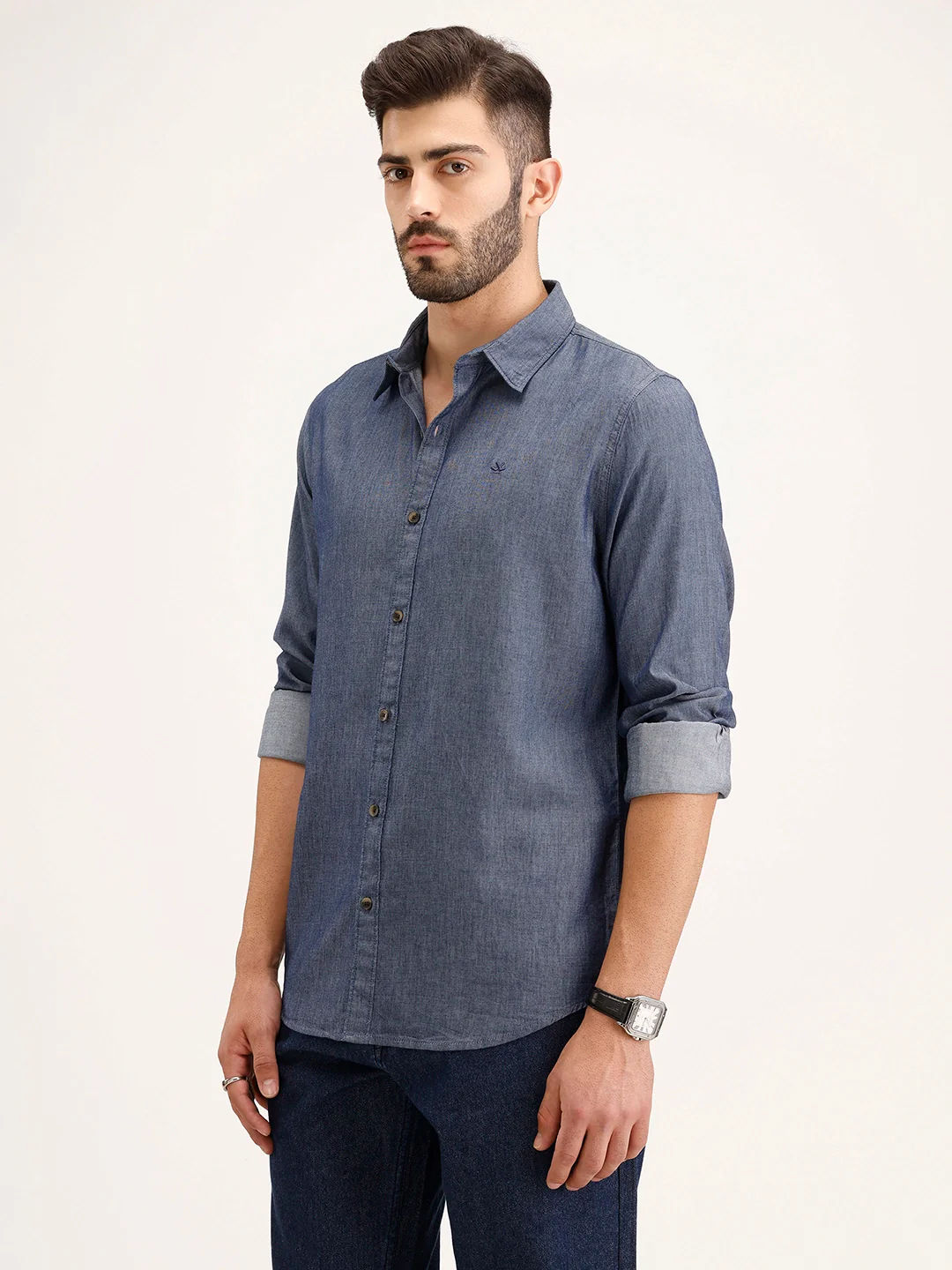 Solid Regular Fit Shirt | Blue - Image 4
