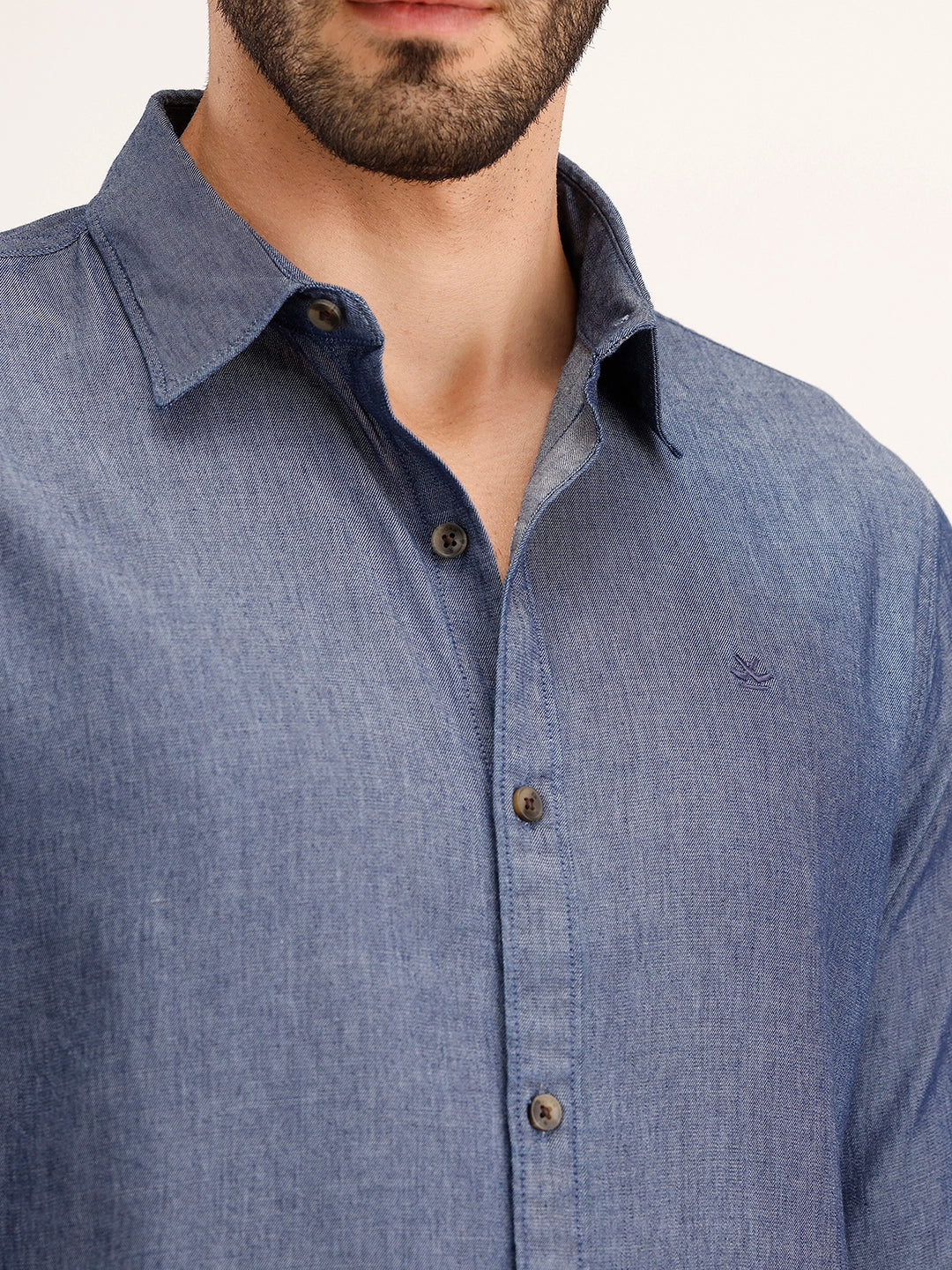 Solid Regular Fit Shirt | Blue - Image 5