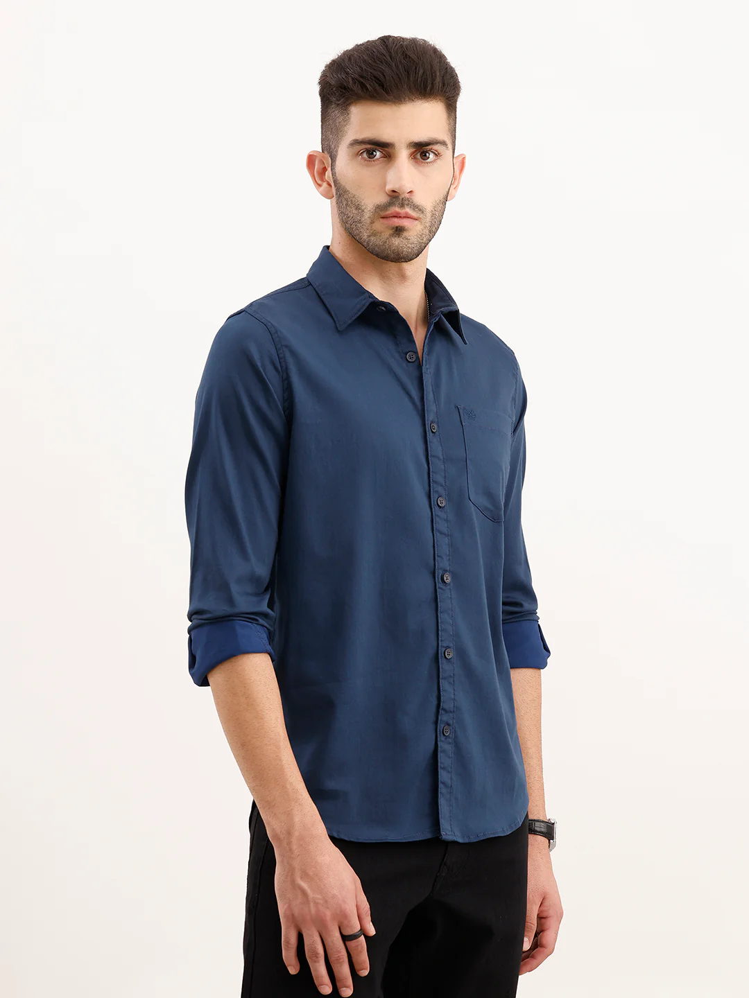 Solid Regular Fit Shirt | Blue - Image 4