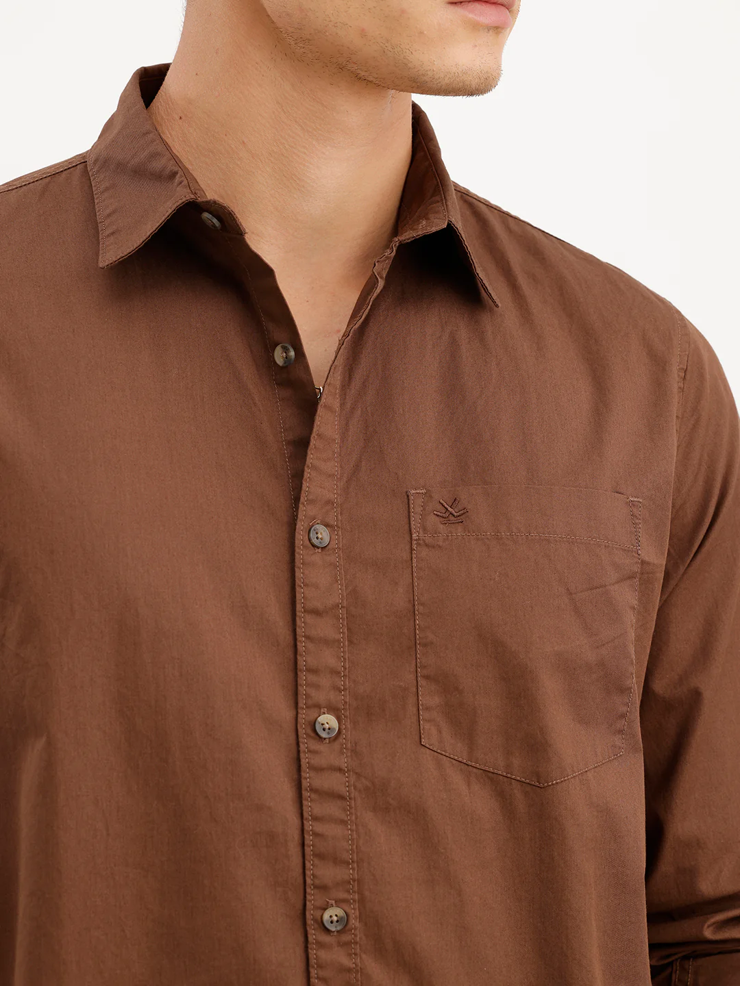 Solid Regular Fit Shirt | Brown - Image 5