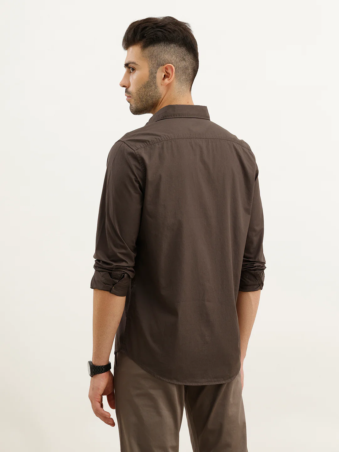 Solid Regular Fit Shirt | Dark Grey - Image 3