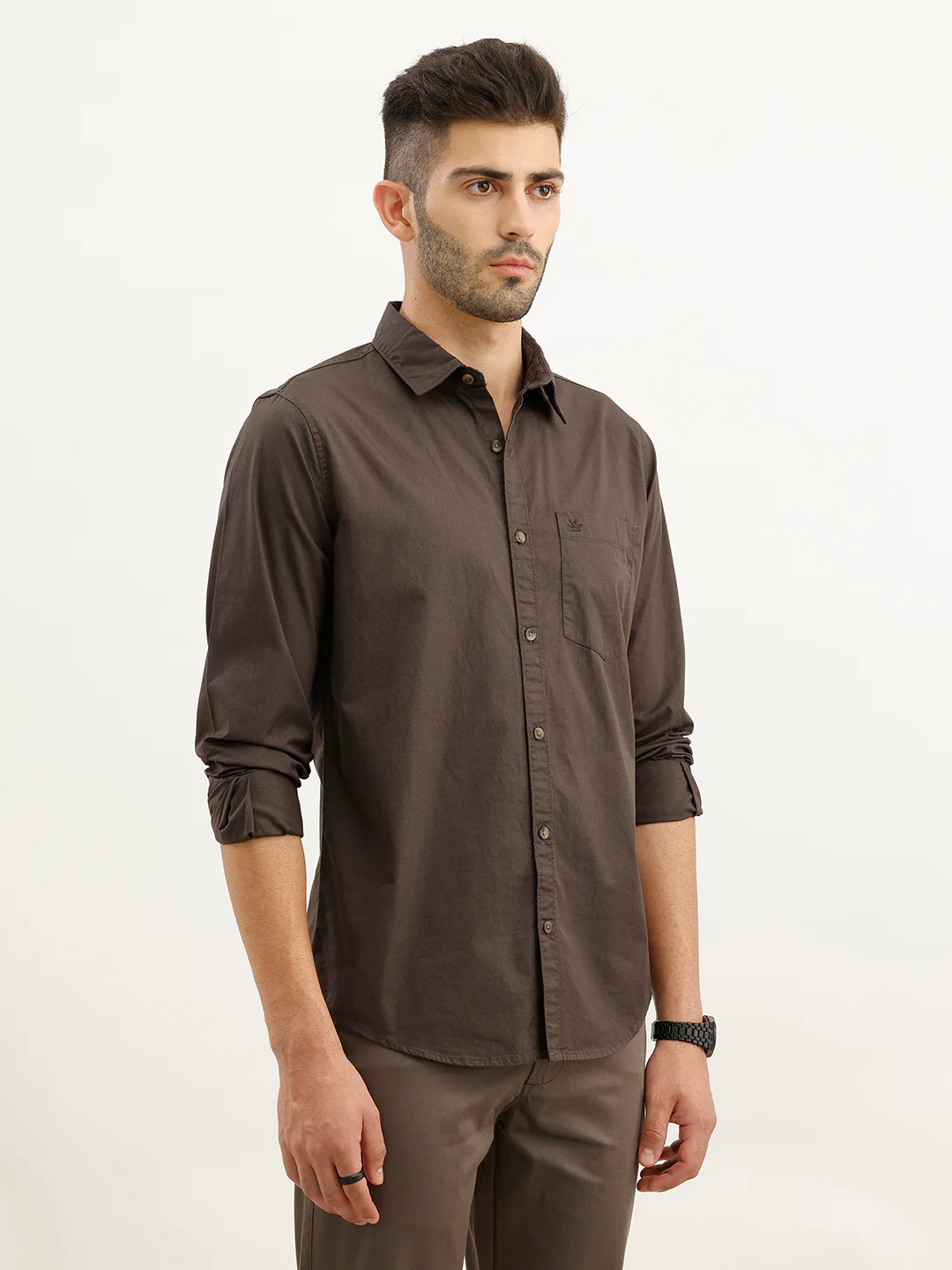 Solid Regular Fit Shirt | Dark Grey - Image 4
