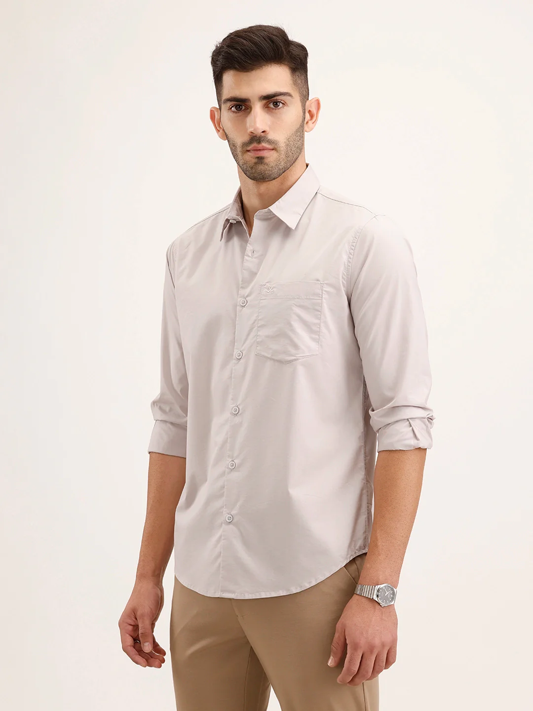 Solid Regular Fit Shirt | Grey - Image 4