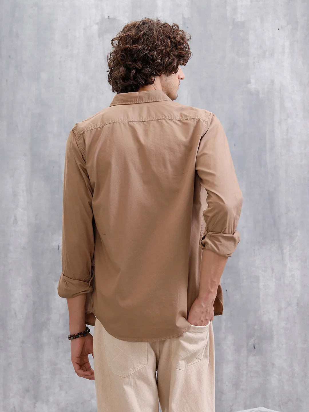 Solid Regular Fit Shirt  | Khaki - Image 3