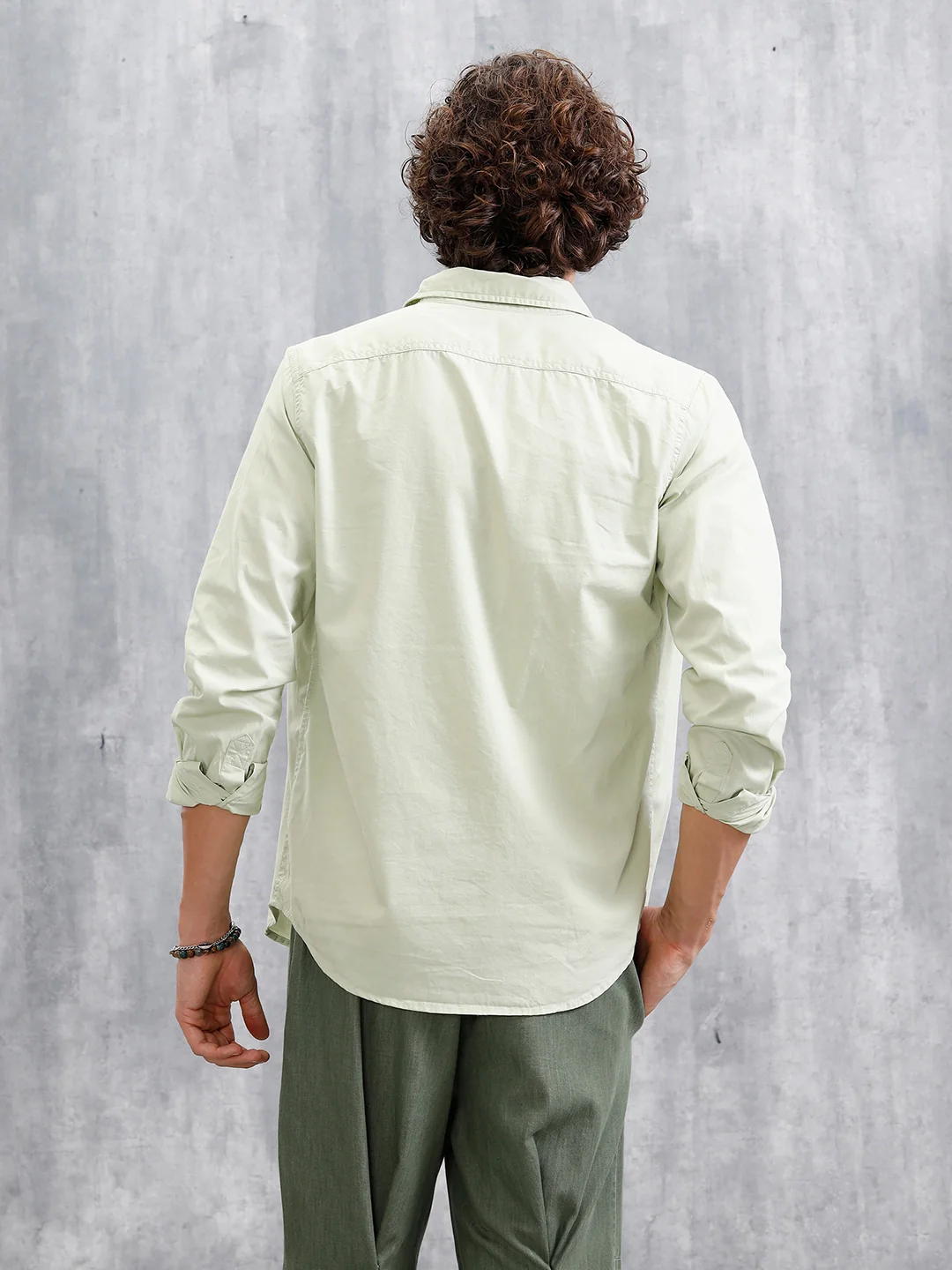 Solid Regular Fit Shirt | Light Green - Image 3