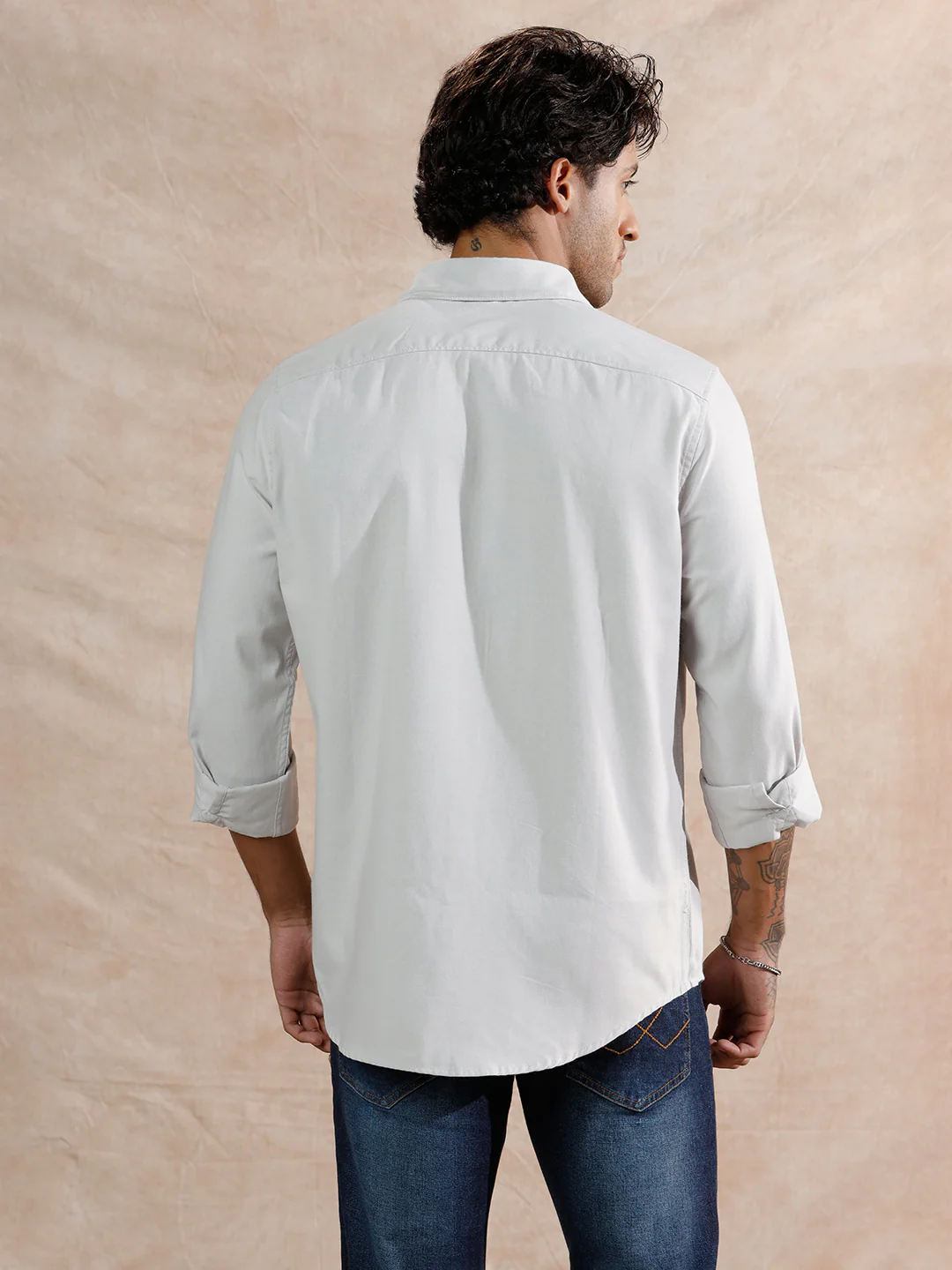 Solid Regular Fit Shirt | Light Grey - Image 3