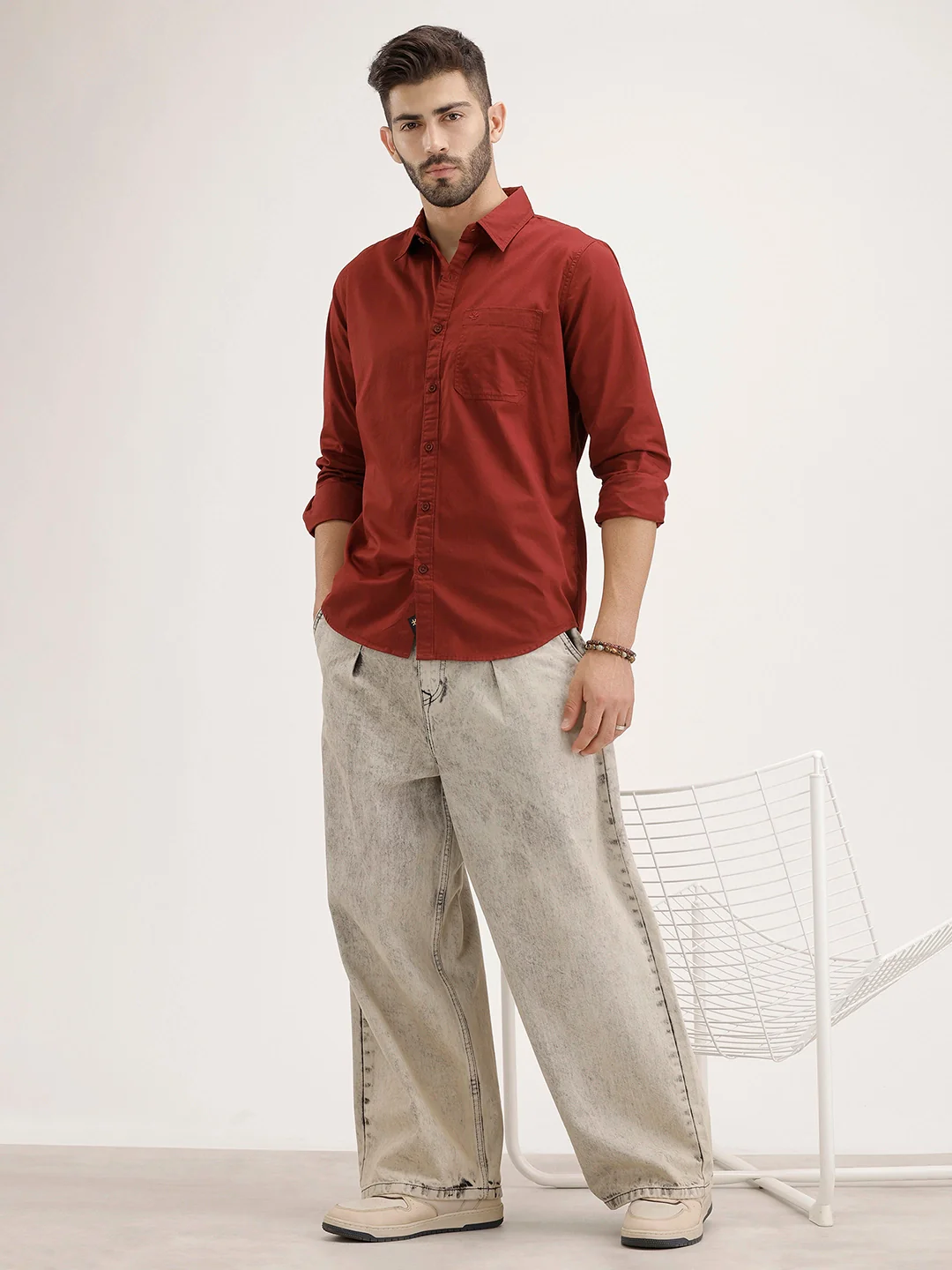 Solid Regular Fit Shirt | Maroon - Image 2