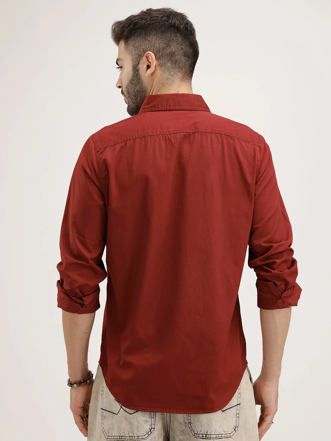 Solid Regular Fit Shirt | Maroon - Image 3
