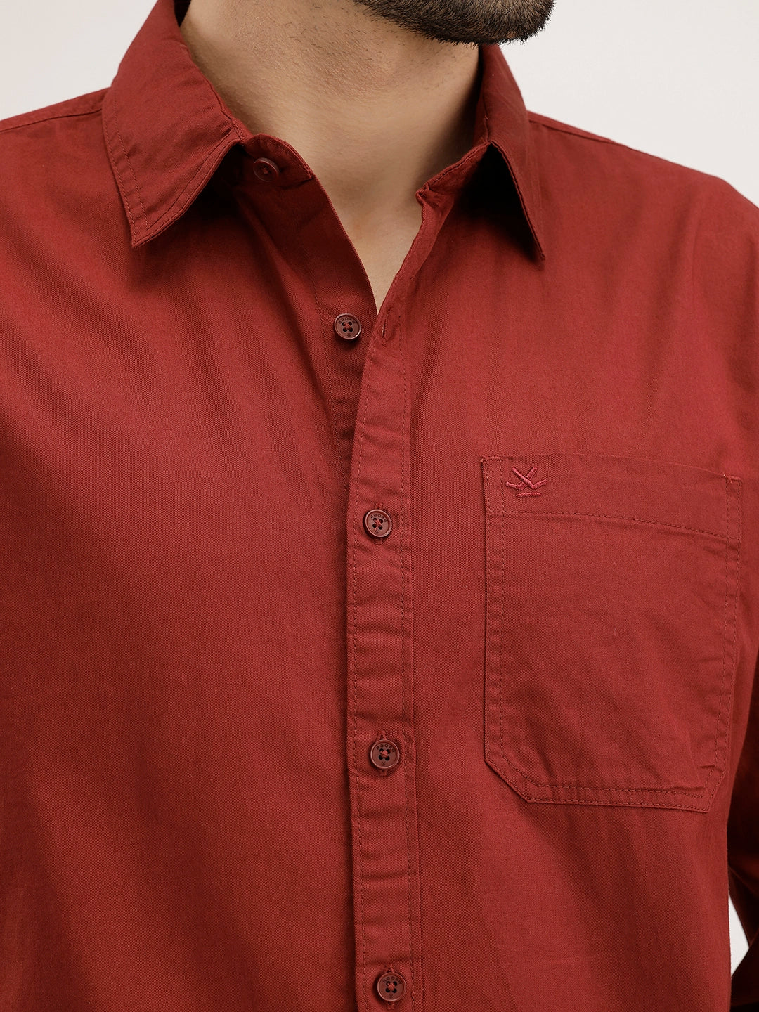 Solid Regular Fit Shirt | Maroon - Image 5