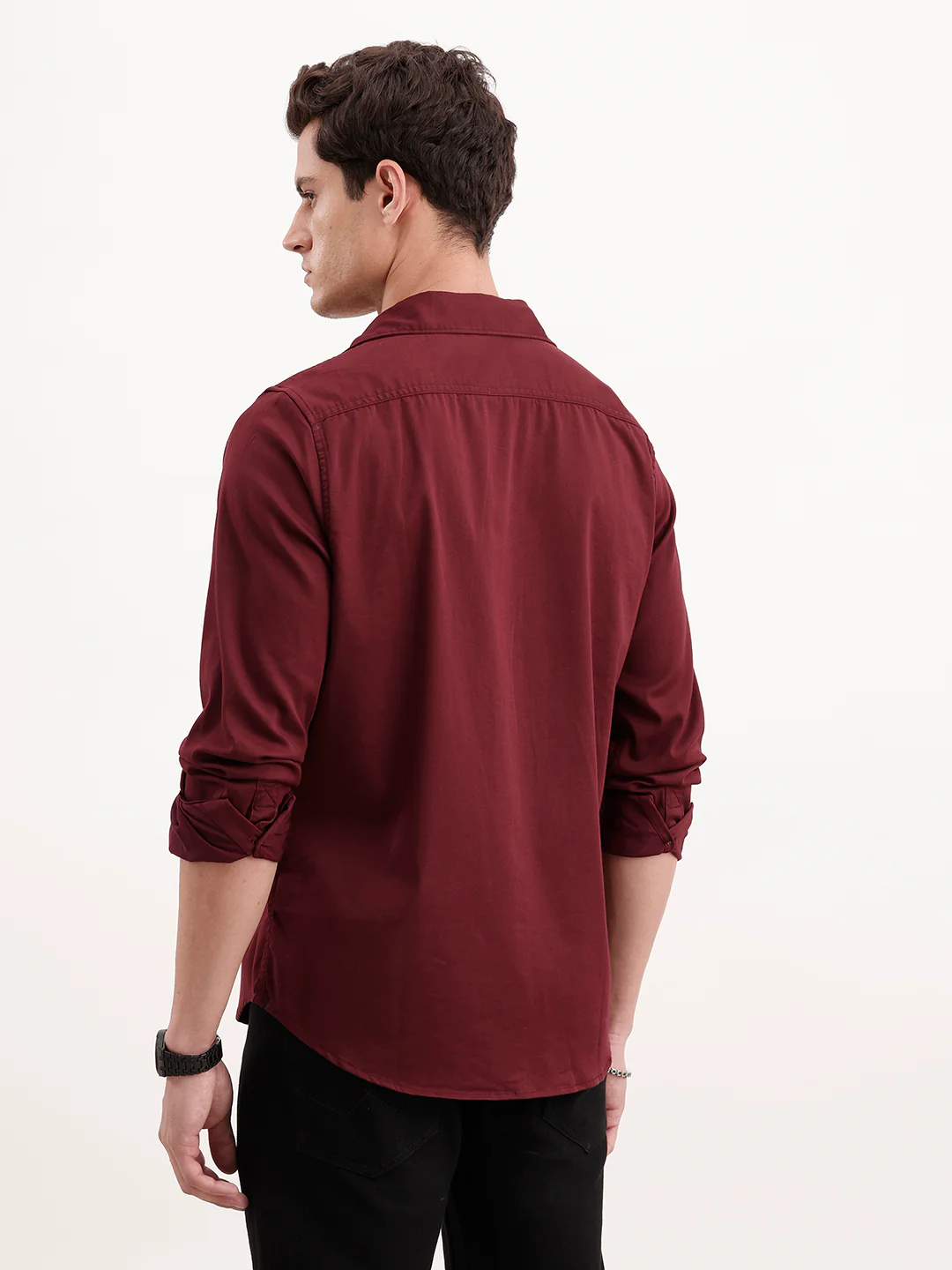 Solid Regular Fit Shirt | Maroon - Image 3
