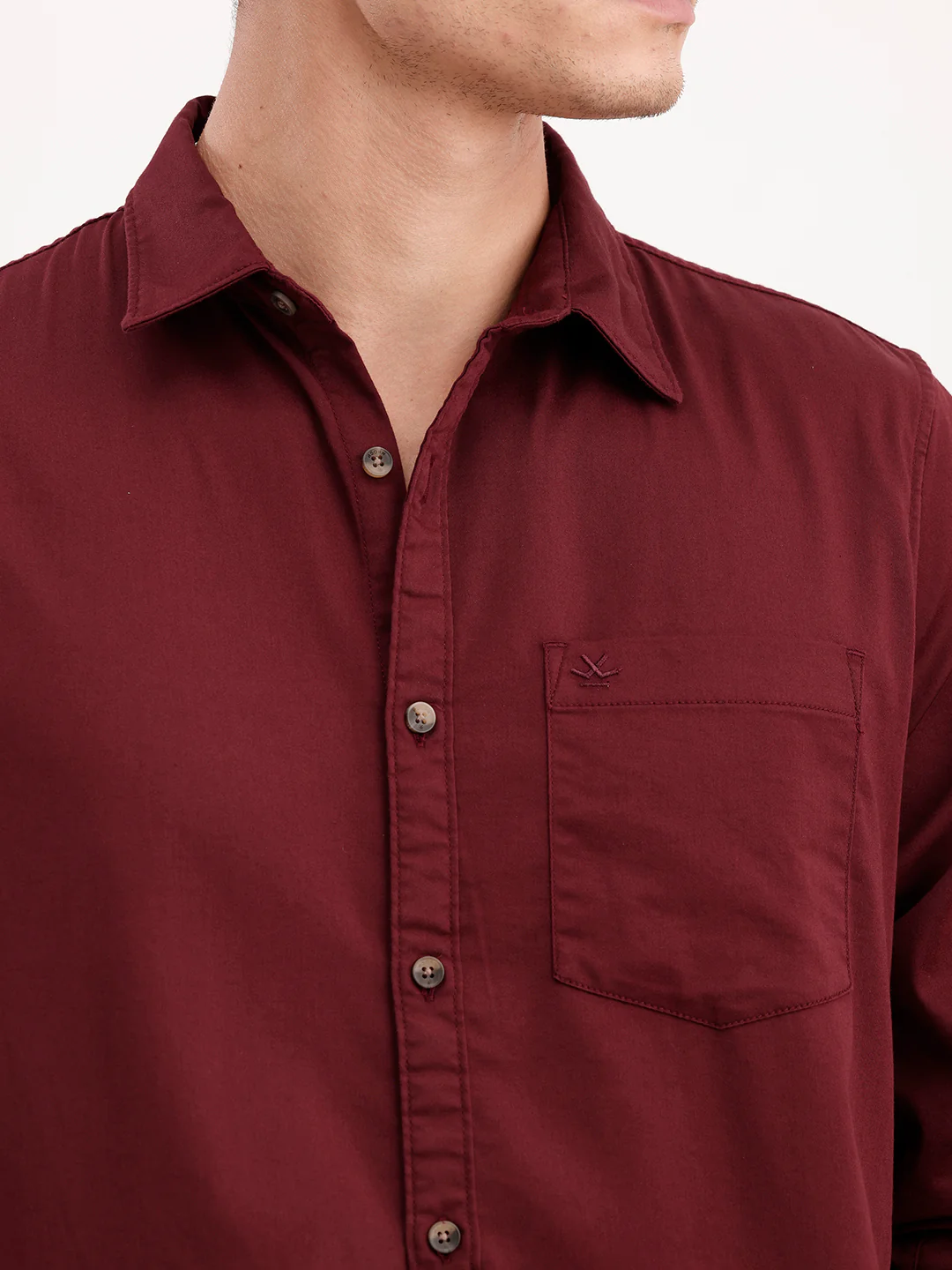 Solid Regular Fit Shirt | Maroon - Image 5