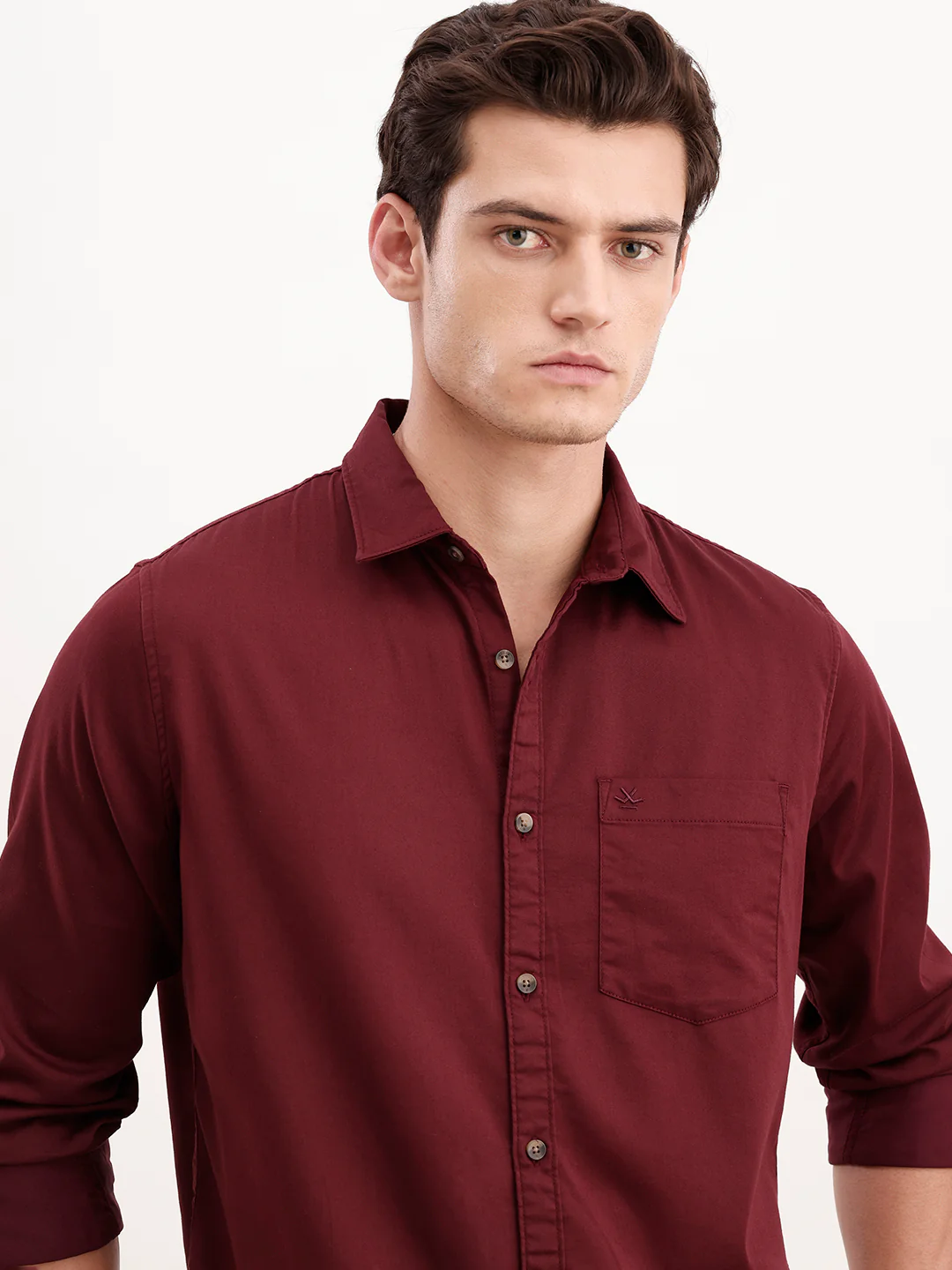 Solid Regular Fit Shirt | Maroon - Image 6