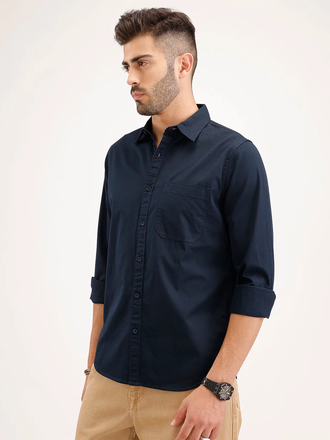 Solid Regular Fit Shirt | Navy Blue - Image 4