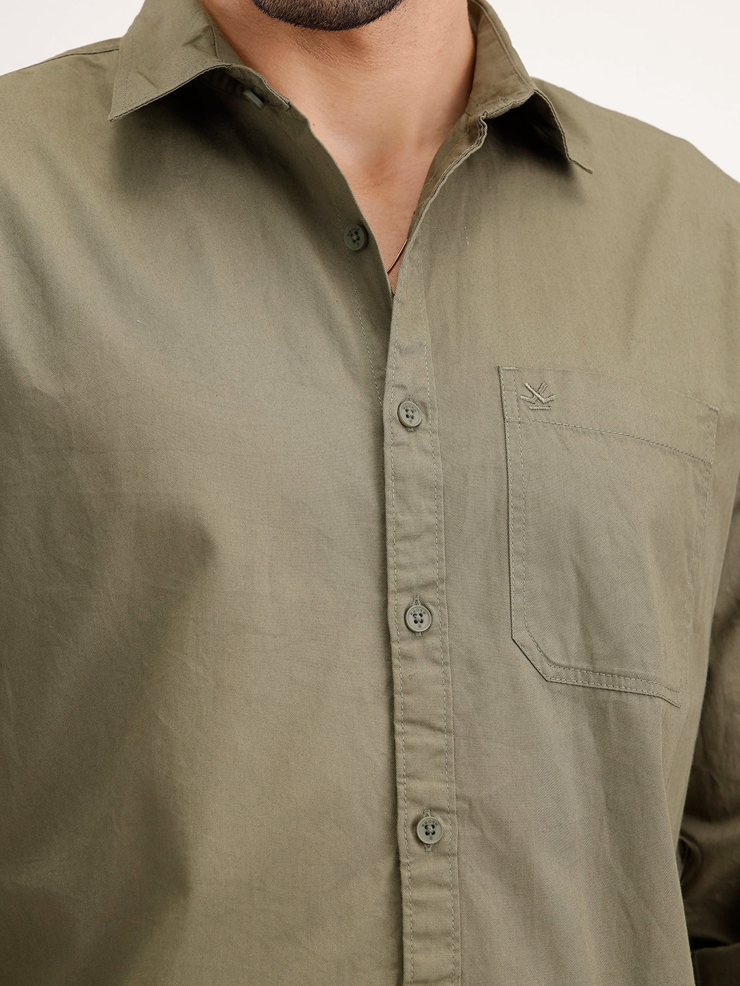 Solid Regular Fit Shirt | Olive - Image 5