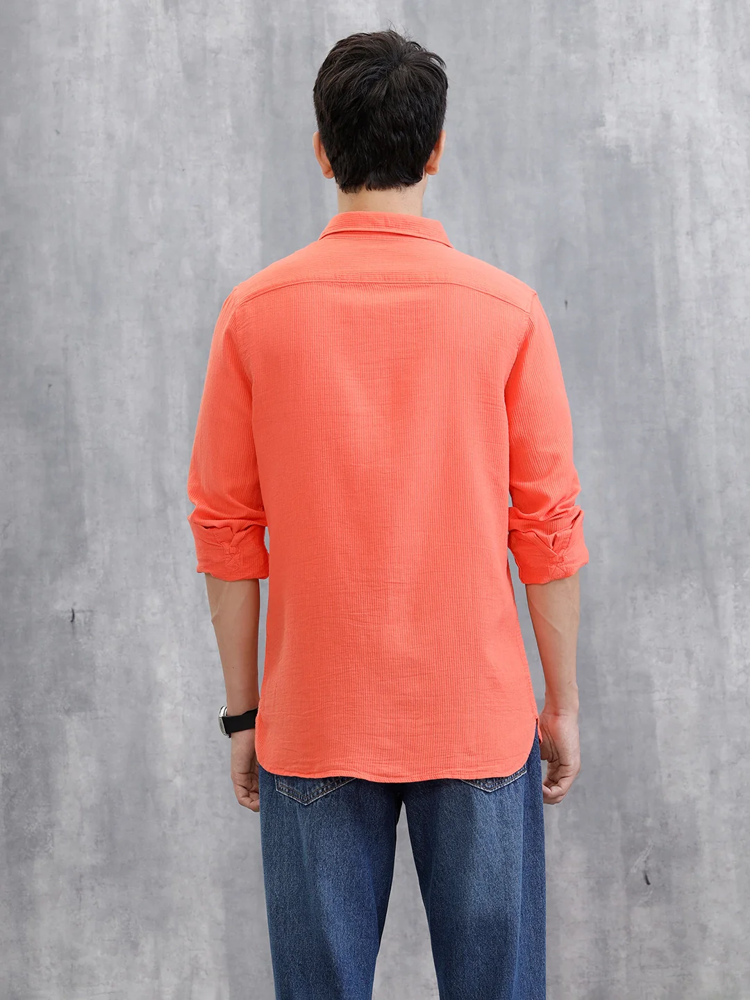Solid Regular Fit Shirt | Orange - Image 3