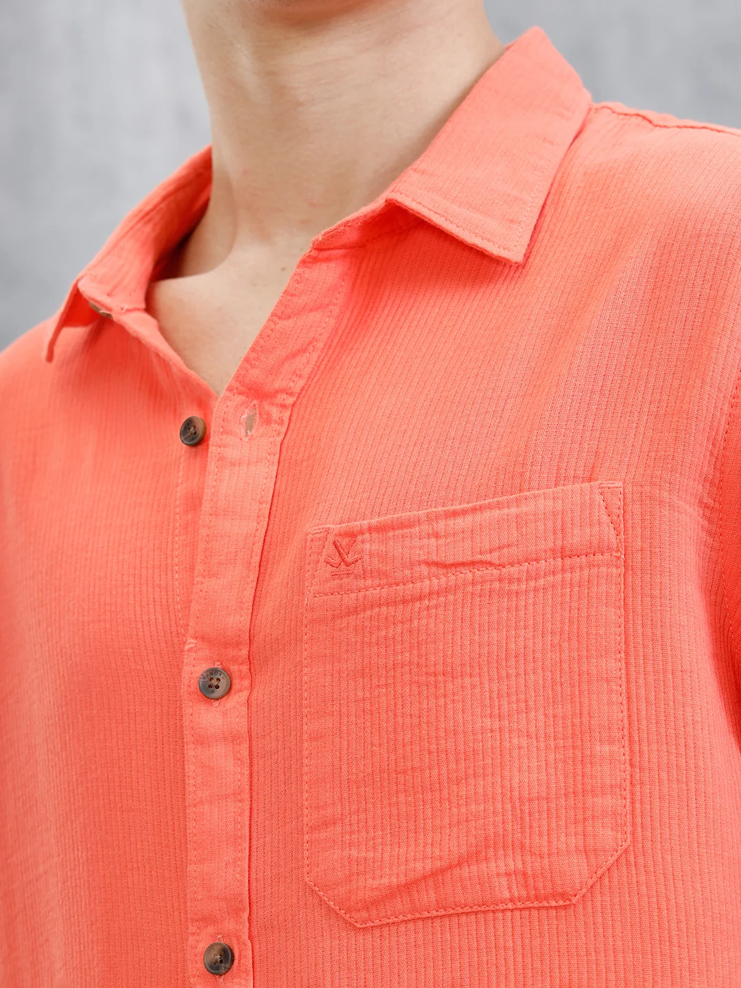 Solid Regular Fit Shirt | Orange - Image 5