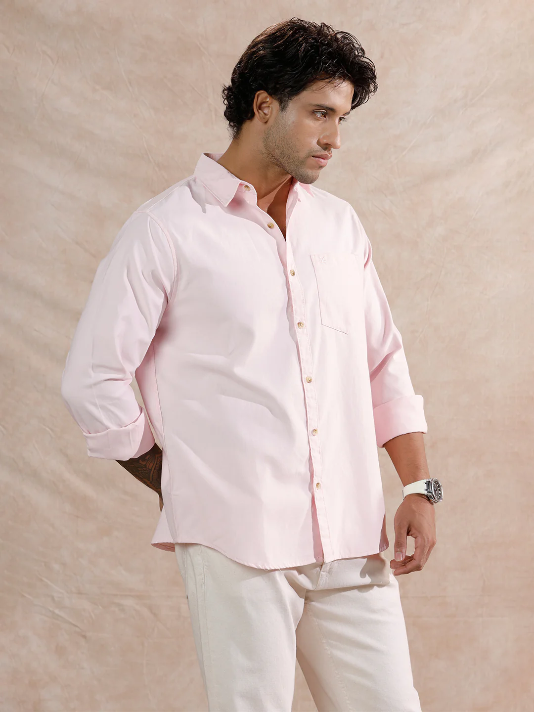 Solid Regular Fit Shirt | Pink - Image 4
