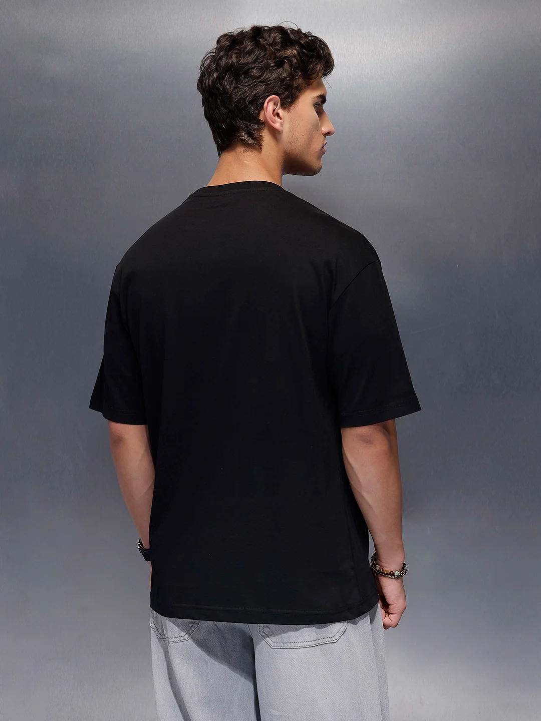 Solid Regular Fit T-Shirt   |  Black - Image 3