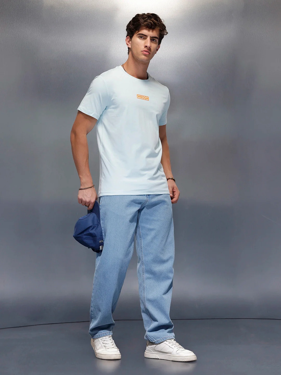 Solid Regular Fit T-Shirt   |  Light Blue - Image 2