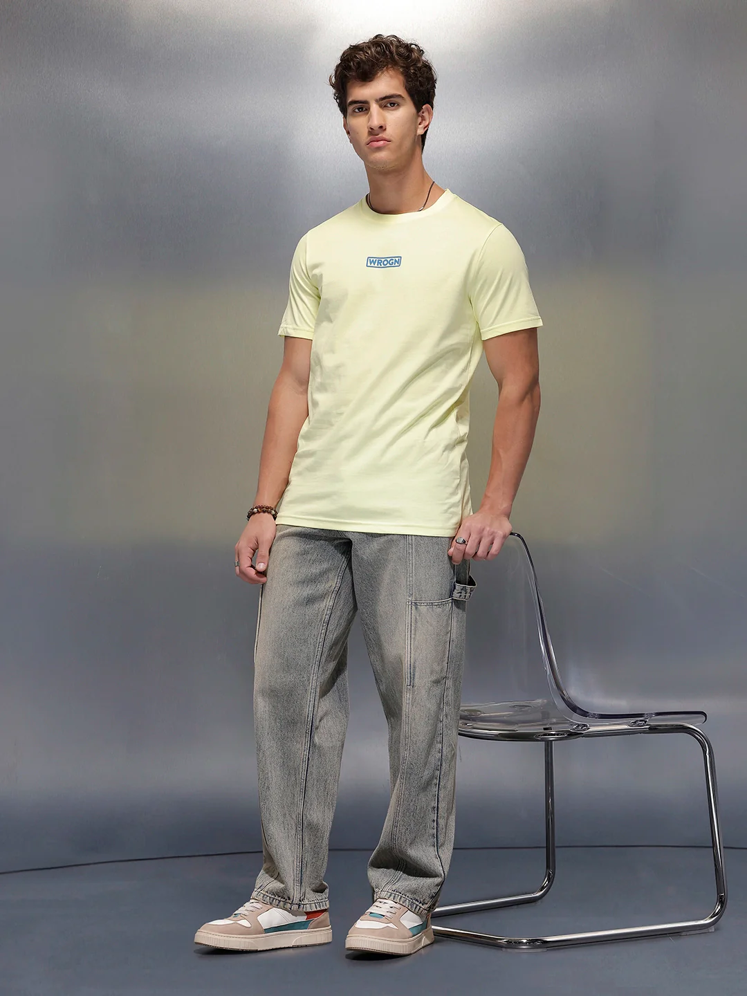 Solid Regular Fit T-Shirt   |  Light Green - Image 2