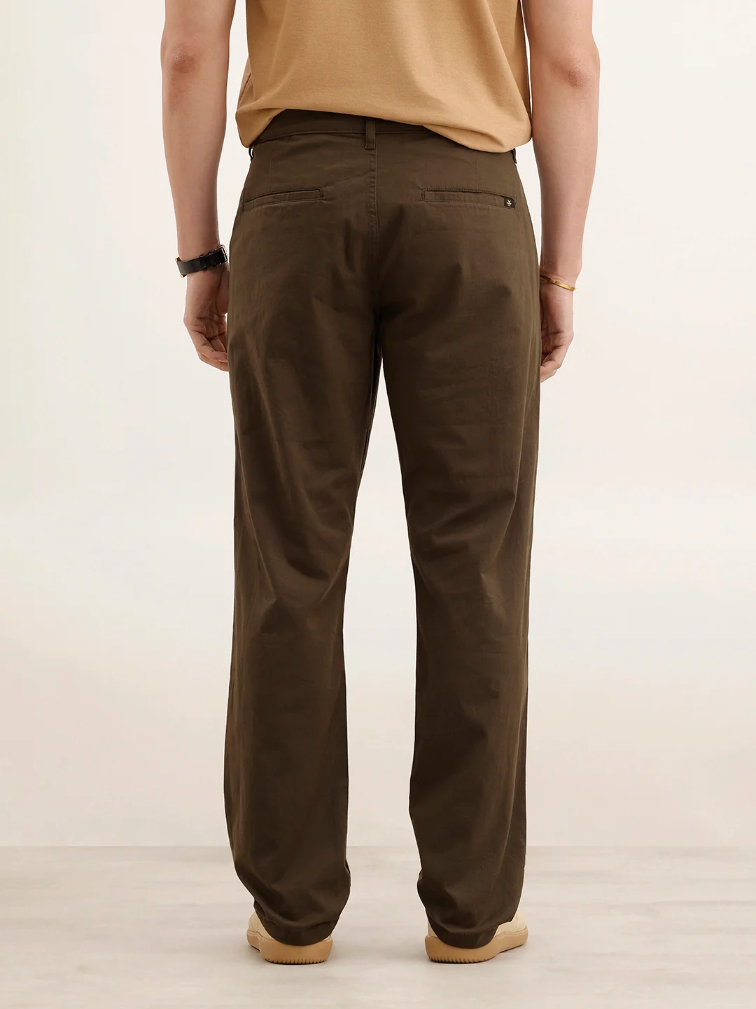 Solid Regular Fit Trouser | Brown - Image 3