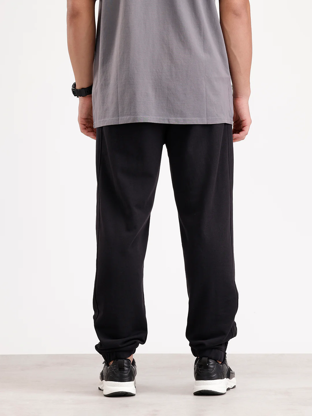 Solid Relaxed Fit Joggers  | Black - Image 3