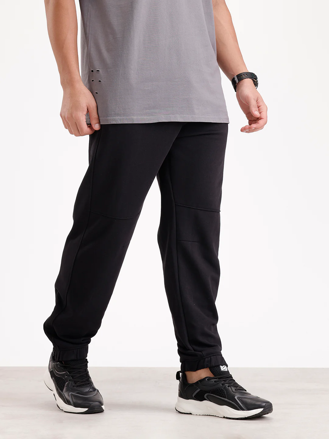 Solid Relaxed Fit Joggers  | Black - Image 4