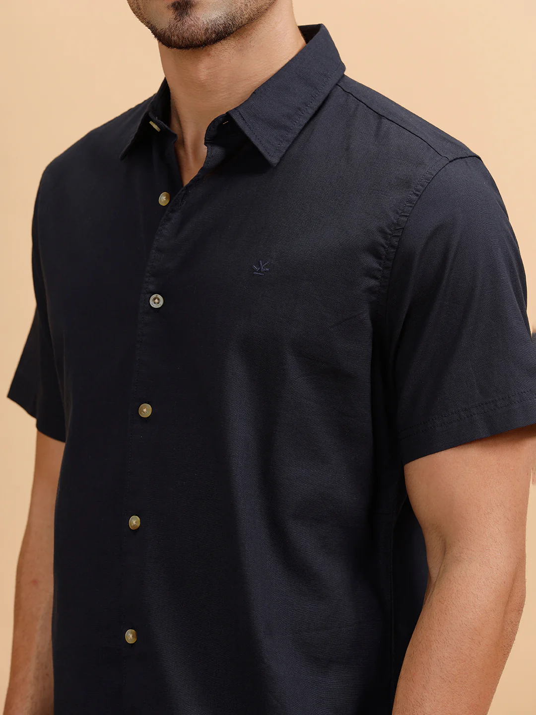 Solid Short Sleeve Regular Fit Shirt | Navy Blue - Image 5