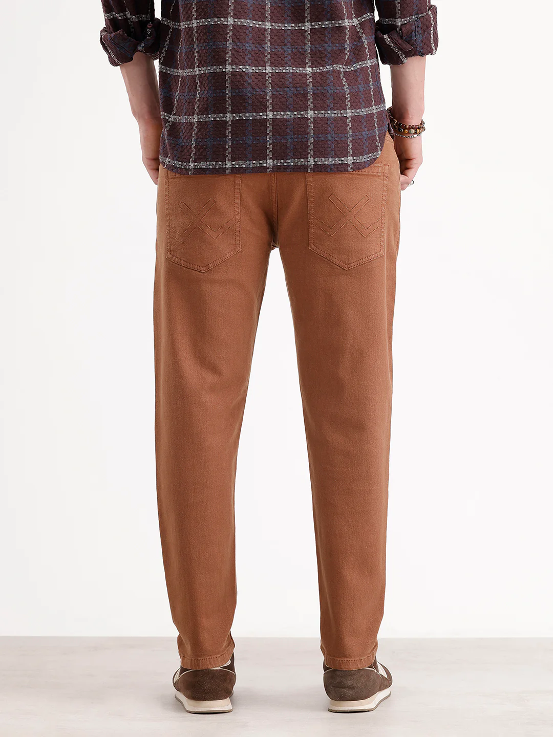 Solid Skinny Crop Denim Jeans | Brown - Image 3