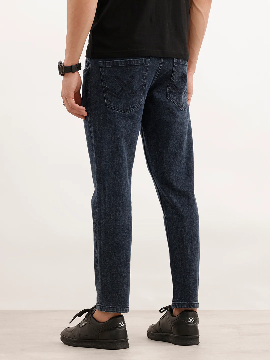 Solid Skinny Crop Denim Jeans  | Dark Blue - Image 3