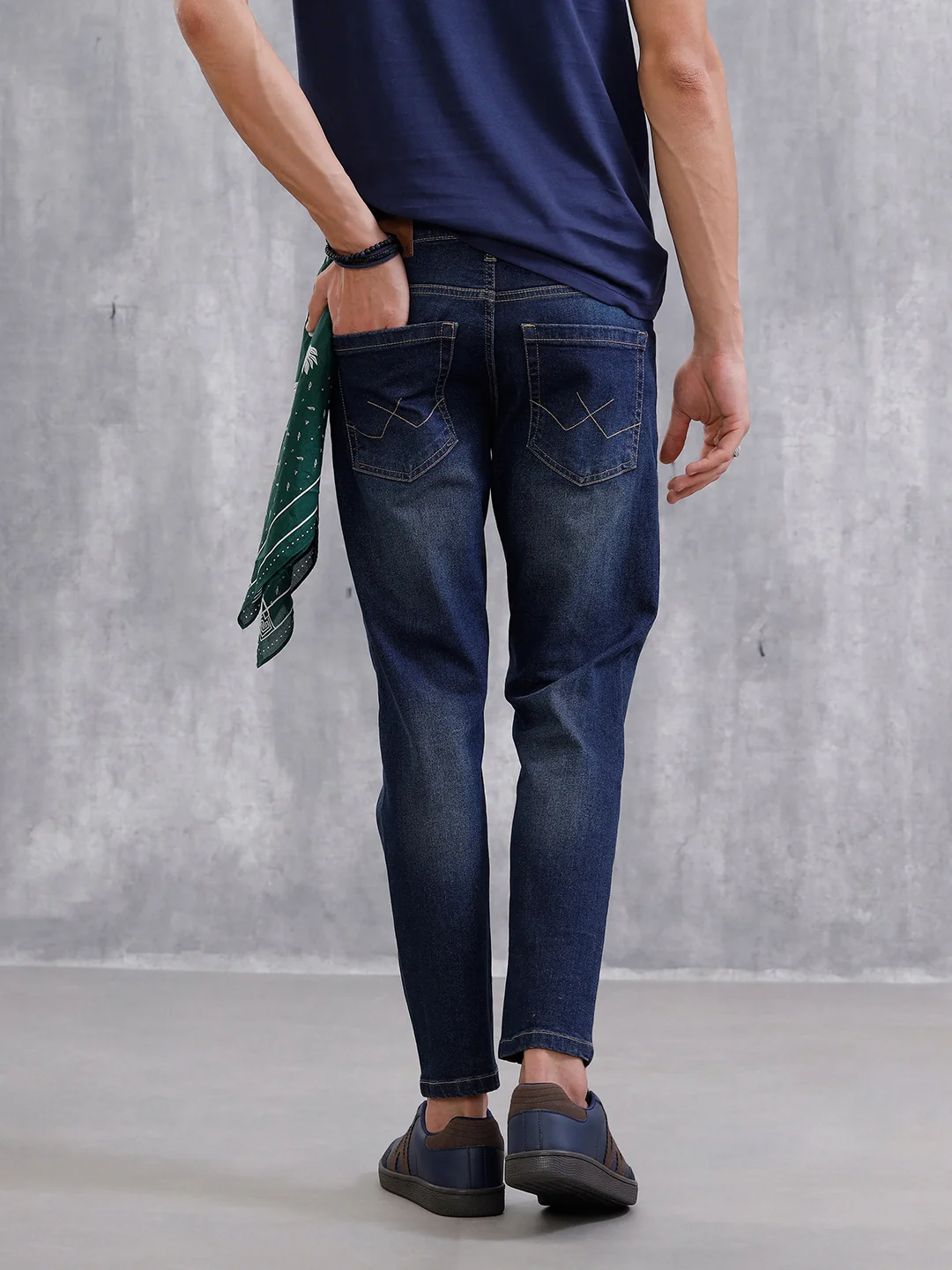 Solid Skinny Crop Distressed Jeans | Blue - Image 4