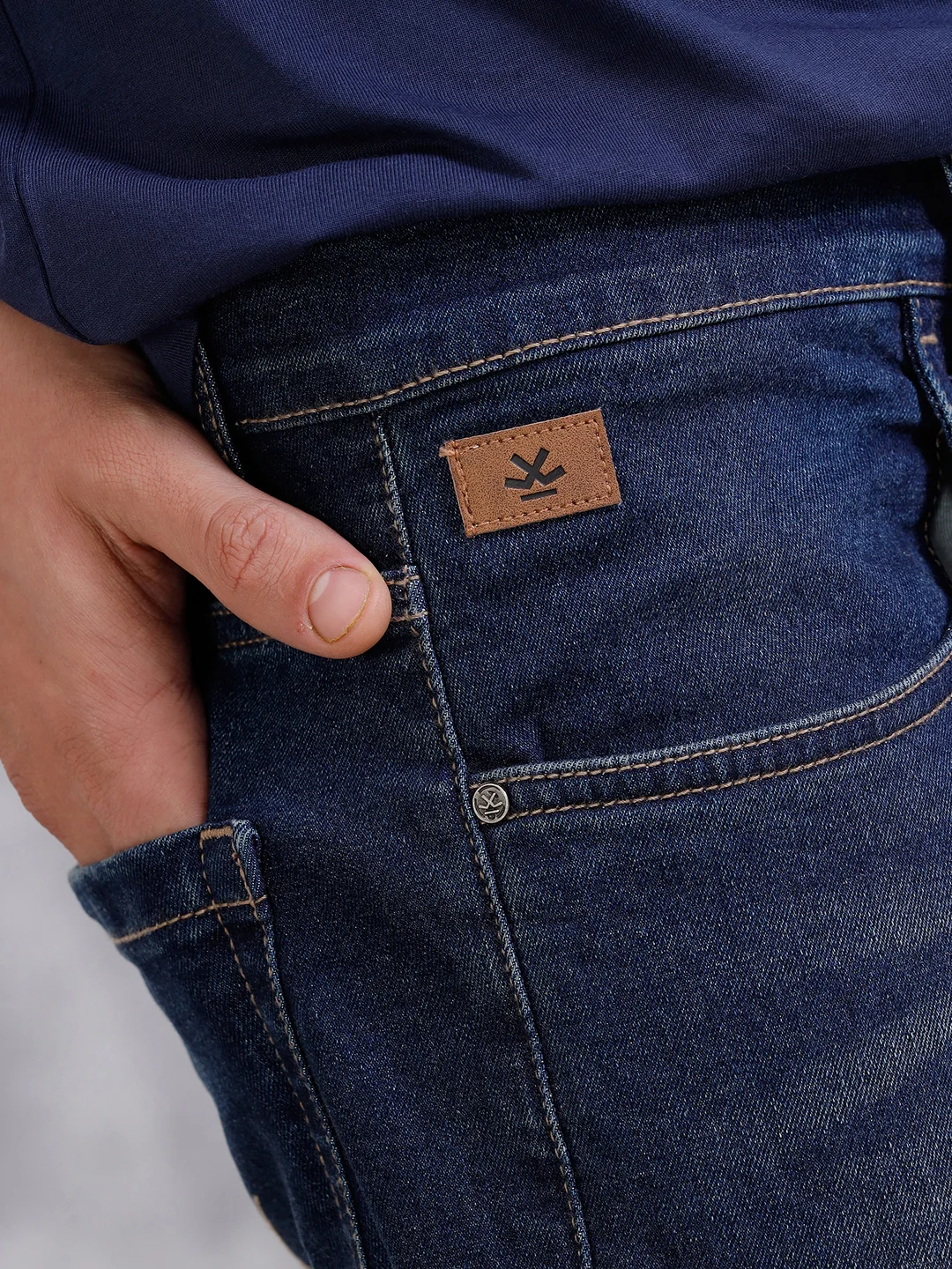 Solid Skinny Crop Distressed Jeans | Blue - Image 6